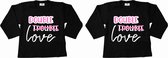 Shirt set tweeling lange mouw-double trouble love-Maat 86