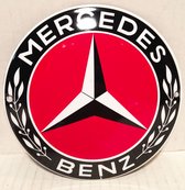 Mercedes-Benz Rood-Zwart Emaille Logobord Klein
