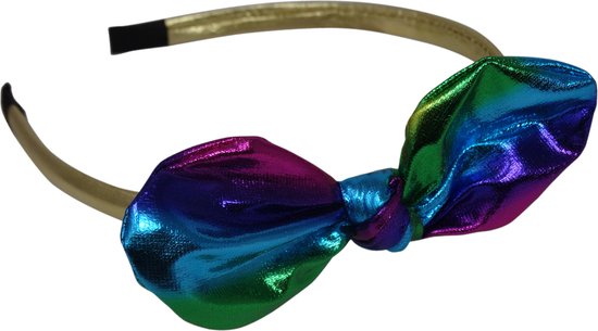 Jessidress® Haarband Haar Diadeem met buigbaar strik Hoofdband - Goud/Blauw