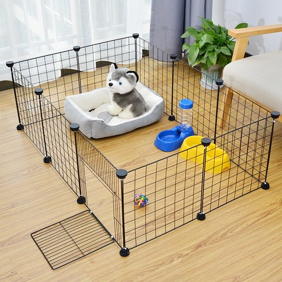Kitch® Puppyren - Hondenkennel - Hondenren Buiten - Konijnenren - Hek voor Honden - Kippenren - Dierenverblijf - 35CM Hoog