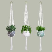 Gadgy Plantenhanger Macramé 3 stuks - Luxe gevlochten touw katoen - Plantenpot ophangen - Hangpot