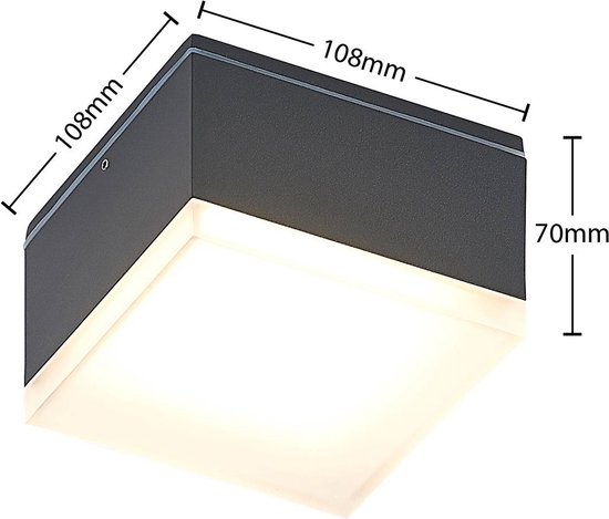 Lindby - LED plafondlamp - 1licht - aluminium, kunststof - H: 7 cm - donkergrijs - Inclusief lichtbron