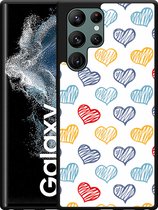 Galaxy S22 Ultra Hardcase hoesje Doodle hearts - Designed by Cazy