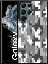 Galaxy S22 Ultra Hardcase hoesje Pixel Camouflage Grey - Designed by Cazy