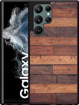 Galaxy S22 Ultra Hardcase hoesje Houten planken - Designed by Cazy