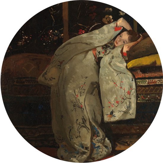 Muursticker Meisje in witte kimono, George Hendrik Breitner, 1894_Rijksmuseum -Ø 130 cm
