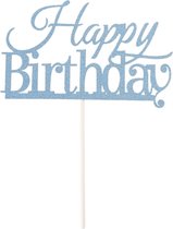 Taart Decoratie - Verjaardag - Taarttopper - Happy Birthday - Blauw