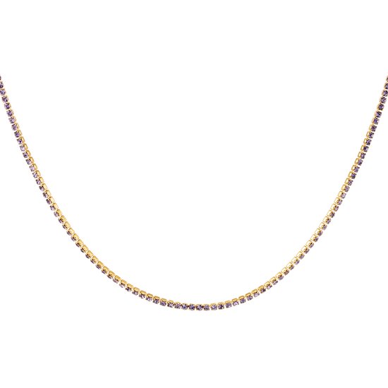 Alina - goud - statement ketting - layer ketting -met zirkoon stenen - paars