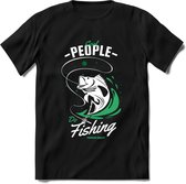 Cool People Do Fishing - Vissen T-Shirt | Groen | Grappig Verjaardag Vis Hobby Cadeau Shirt | Dames - Heren - Unisex | Tshirt Hengelsport Kleding Kado - Zwart - M