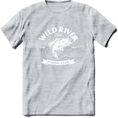 Fishing Club - Vissen T-Shirt | Grappig Verjaardag Vis Hobby Cadeau Shirt | Dames - Heren - Unisex | Tshirt Hengelsport Kleding Kado - Licht Grijs - Gemaleerd - XXL