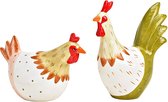 Pasen - Paasdecoratie - Paasdagen - Bontgekleurde haan en kip, set van 2