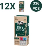 Bella Inlegkruisje Bio Based Normaal 100% Bamboe Vegan (28 stuks per pak), pak van 12, chloor- en parfumvrij, bamboevezels, voordeelpakket, Voordeelverpakking - 336 stucks