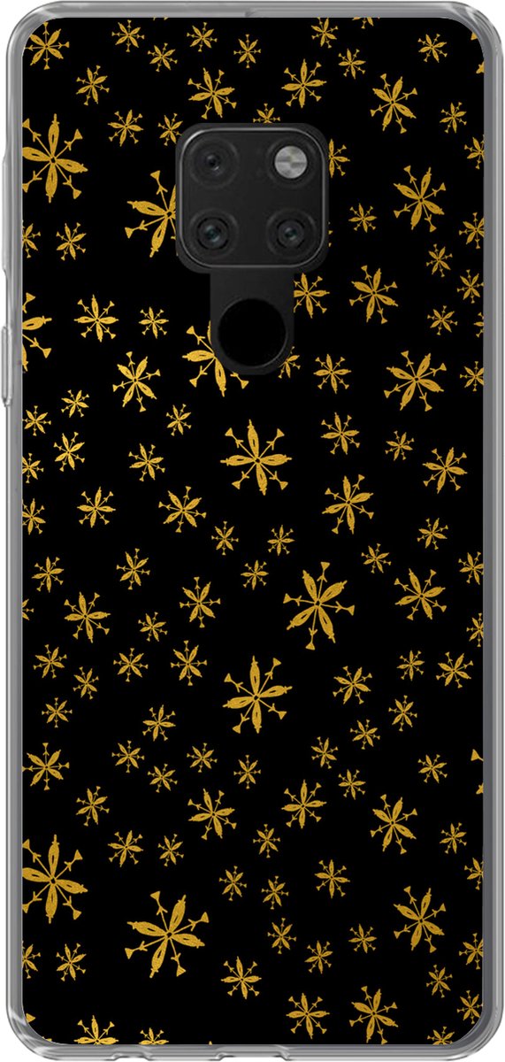 Telefoonhoesje Geschikt voor Huawei P40 Lite hoesje - Kerst - Sneeuwvlok - Goud - Siliconen Telefoonhoesje Telefoonhoesje