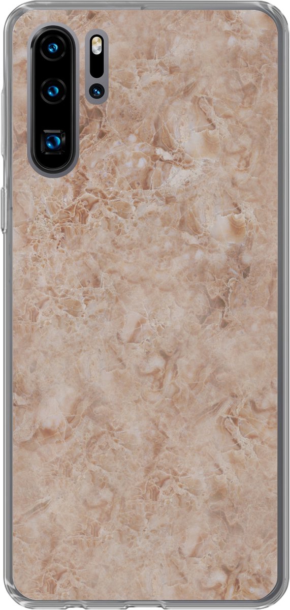 Telefoonhoesje Geschikt voor Huawei P30 Pro hoesje - Marmer print - Bruin - Patronen - Siliconen Telefoonhoesje Telefoonhoesje