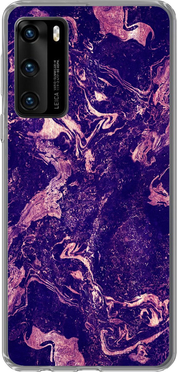 Telefoonhoesje Geschikt voor Huawei P40 hoesje - Marmer print - Natuursteen - Mineralen - Siliconen Telefoonhoesje Telefoonhoesje
