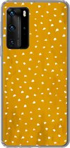 Geschikt voor Huawei P40 Pro hoesje - Stippen - Oranje - Wit - Siliconen Telefoonhoesje