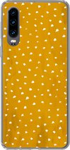Geschikt voor Huawei P30 hoesje - Stippen - Oranje - Wit - Siliconen Telefoonhoesje