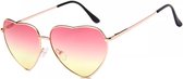 hart zonnebril - Love zonnebril – Festival zonnenbril - roze en geel
