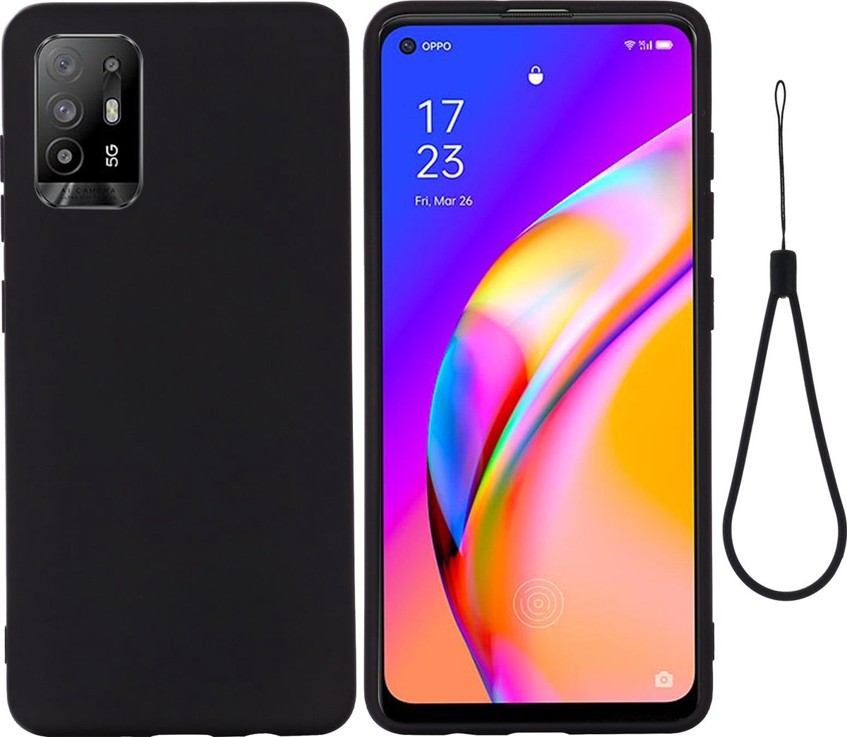 Mobigear Hoesje geschikt voor OPPO A94 5G Siliconen Telefoonhoesje | Mobigear Rubber Touch Backcover | A94 5G Case | Back Cover - Zwart