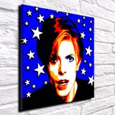 David Bowie Starman Pop Art Acrylglas - 100 x 100 cm op Acrylaat glas + Inox Spacers / RVS afstandhouders - Popart Wanddecoratie