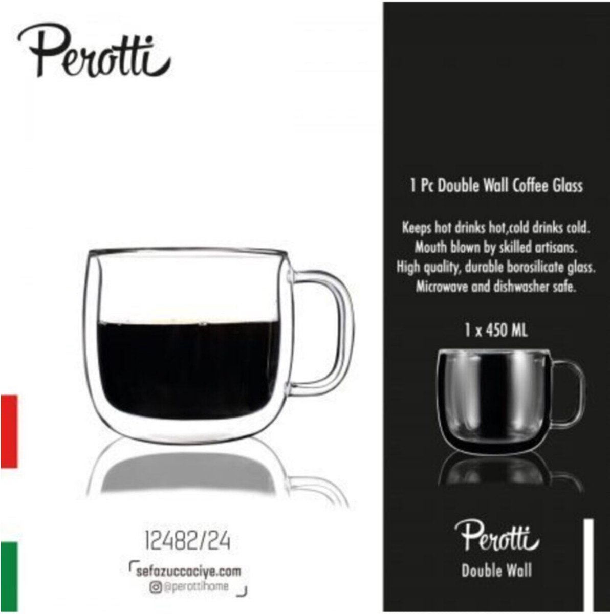 Perotti - Dubbele Wand Koffie- en Theeglas - 450mL - Set van 6