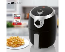 Clatronic FR 3769 H Enkel 1,8 l Vrijstaand 1000 W Heteluchtfriteuse Zwart, Roestvrijstaal