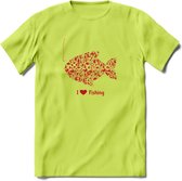 I Love Fishing - Vissen T-Shirt | Rood | Grappig Verjaardag Vis Hobby Cadeau Shirt | Dames - Heren - Unisex | Tshirt Hengelsport Kleding Kado - Groen - S