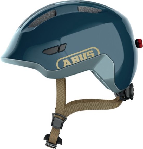 ABUS kinderhelm Smiley 3.0 ACE LED - fietshelm met licht - diepe pasvorm & ruimte voor een vlecht - voor meisjes en jongens - glanzend blauw, maat M