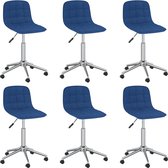 vidaXL Eetkamerstoelen draaibaar 6 st stof blauw