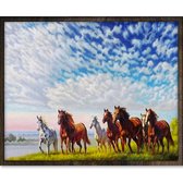 Eagle® Diamond Painting Volwassenen - Paarden in Weide - 50x40cm - Vierkante Steentjes