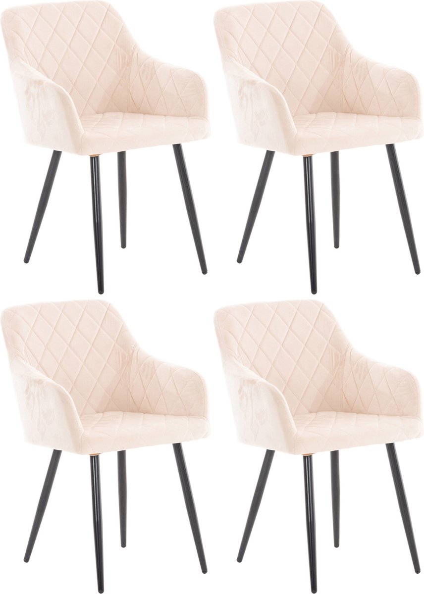 CLP Shila Set van 4 Eetkamerstoelen beige Fluweel