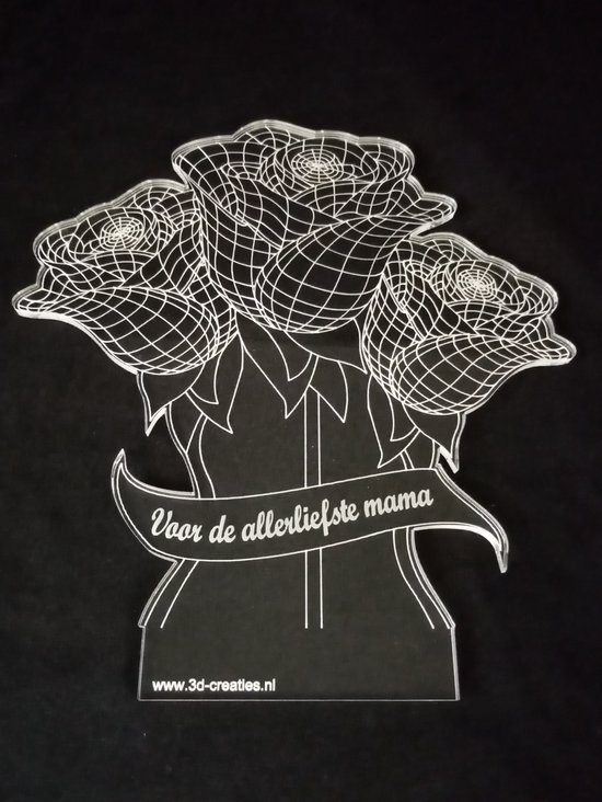 Nachtlamp 'Rozen voor mama' - LED lamp - 3D Illusion - 7 kleuren en 4 effecten - moederdag — afbeelding 3