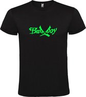Zwart  T shirt met  "Bad Boys" print Neon Groen size XS