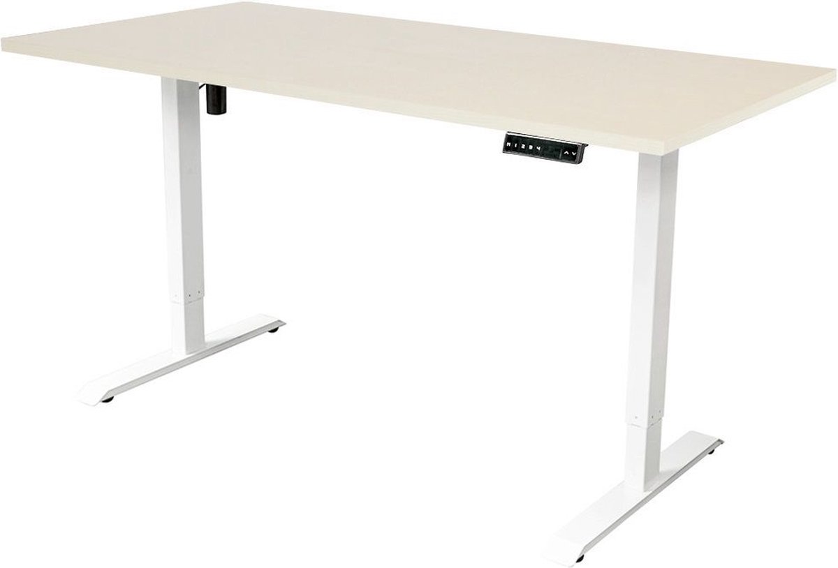 Sedero Elektrisch verstelbaar bureau - 180x80 cm - Single motor - Wit met Licht eiken
