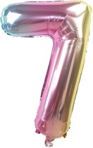 cijfer ballon - 7 Jaar - folie ballon- 80 cm- Rainbow
