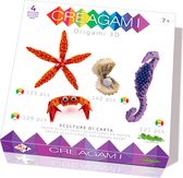 Creagami Set: ZEESTER, MOSSEL, ZEEPAARDJE, KRAB Origami 3D, doos 21x21x3cm.  Made in Italy, 7+