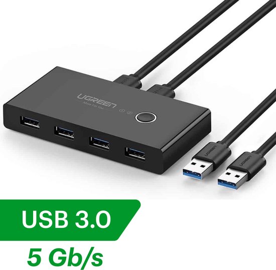 Ugreen USB Switch Selector 2 ports USB partageant 4 ports USB Switcher  Adaptateur pour