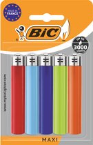 BIC J26 Maxi vuursteen flint aanstekers - diverse kleuren - Pak van 5 gasaanstekers - kindveilig
