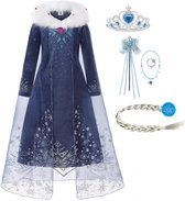 Het Betere Merk - Elsa Frozen - Prinsessenjurk -Verkleedkleding - 140/146(150) - Kroon - Toverstaf - Juwelen - Prinsessen