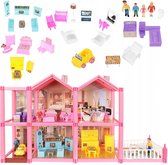 Fantastisch Poppenhuis Villa Met Meubeltjes - Speelgoed Poppen - Doll House - Poppenhuis met 4 poppen - Inclusief Meubels - Barbiehuis - Poppenhuis Met 2 Verdiepingen - Speelgoed Poppen - Pop