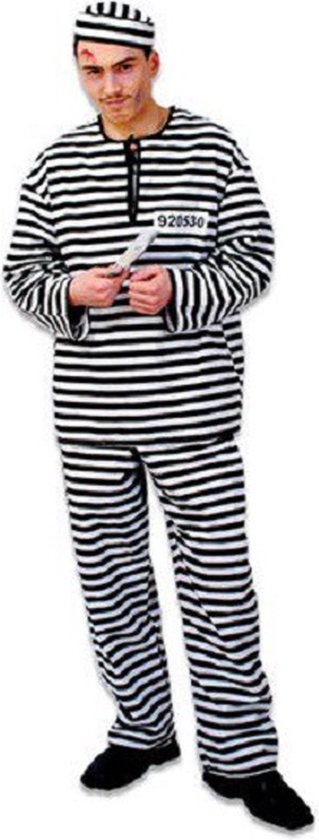 Crook Suit Taille XL - Crook - Prison Suit Zwart Wit - Carnival Suit