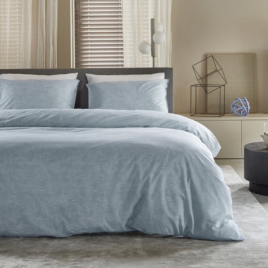 Damai dekbedovertrek Ebba - Biologisch Katoen - 260x200/220 cm - Soft Blue + 2 kussenslopen 60x70 van Damai — afbeelding 3