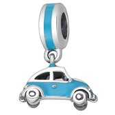 EAR IT UP - Bedel - Auto - Volkswagen Kever - Emaille - Beetle - 925 sterling zilver - Charm - Bead - Blauw - 20 x 14 mm - 1 stuk