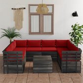 vidaXL 9-delige Loungeset met kussens pallet massief grenenhout