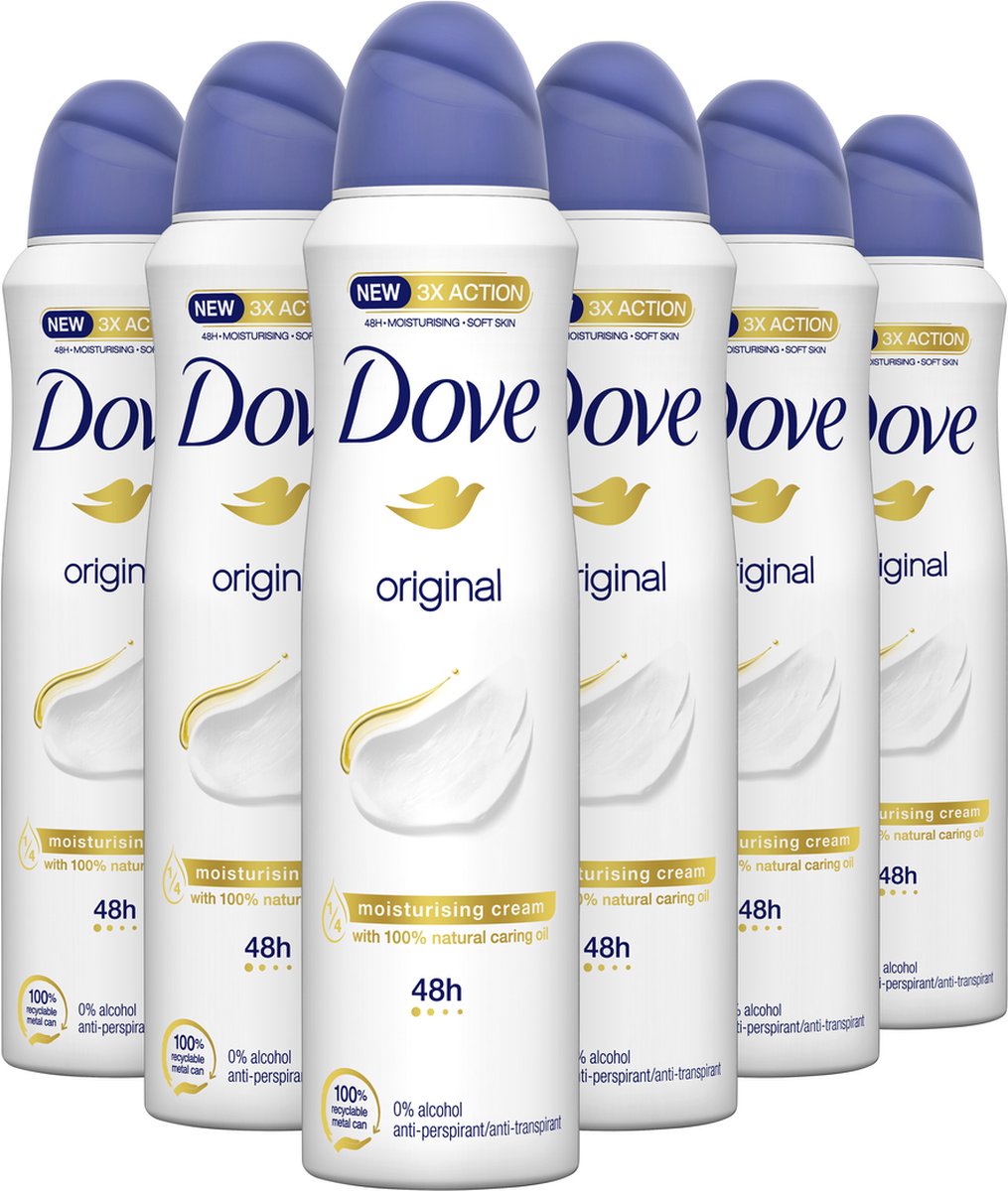 Dove Original Anti-transpirant Deodorant Spray - 6 x 150 ml - Voordeelverpakking - Dove