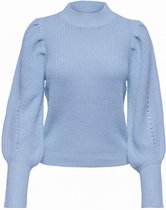 Jacqueline de Yong Trui Jdynaja L/s O-neck Puff Pullover Knt 15253034 Cashmere Blue Dames Maat - L