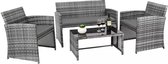 Sulfall™ Tuinset - Tuintafel - Tuinstoel - 4 Delige tuinset - Glazen Tafelblad - Loungeset - Tuinmeubels