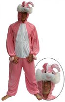 Kostuum Plush Roze Konijn Maat XL + Gratis Konijnentanden