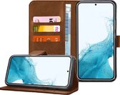 Samsung S22 Plus Book Case Hoesje - Magnetische Flip Hoes Cover - Portemonnee Bruin