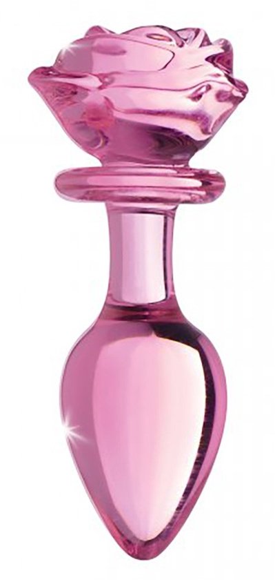 Xr Brands Booty Sparks - Buttplug - Glas - Met Roos - Roze - Large